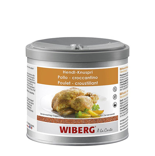 Wiberg Hendl-Knuspri, Gewürzsalz, 500 g - Feines mild-würziges Gewürzsalz mit angenehmer Paprikanote, ideal für alle Zubereitungsarten von Huhn Traditionelles Familienunternehmen WIBERG sorgt für mehr Geschmack, Sorgfalt, Know-how, Qualität und Genuss