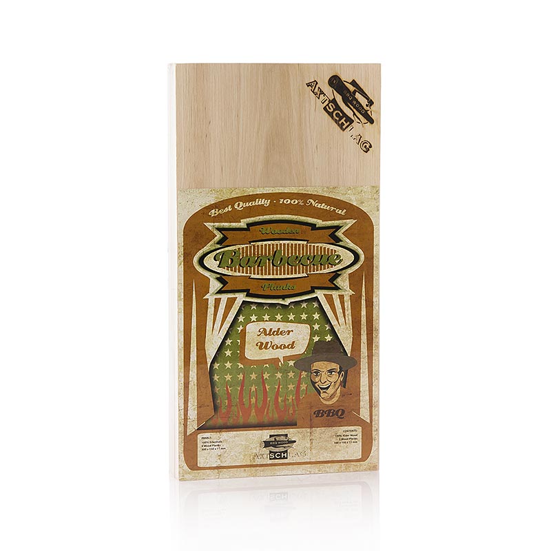 Grill BBQ - Wood Planks Grillbretter, Erlenholz (Alder), 15x30x1,1cm, 3 St - Perfekte Holzplanken zum Grillen von Fleisch und Fisch