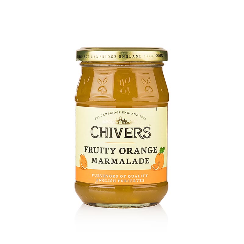 Chivers Orangenmarmelade mit grob geschnittener Orangenschale, fruchtig, 340 g - Traditionelle englische Marmelade aus familieneigenen Obstgärten in der Nähe von Cambridge, importierte spanische Orangen aus Sevilla, seit 1873