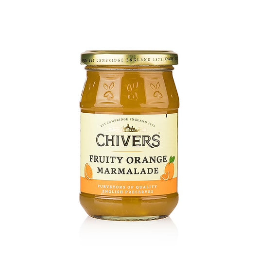 Chivers Orangenmarmelade mit grob geschnittener Orangenschale, fruchtig, 340 g - Traditionelle englische Marmelade aus familieneigenen Obstgärten in der Nähe von Cambridge, importierte spanische Orangen aus Sevilla, seit 1873