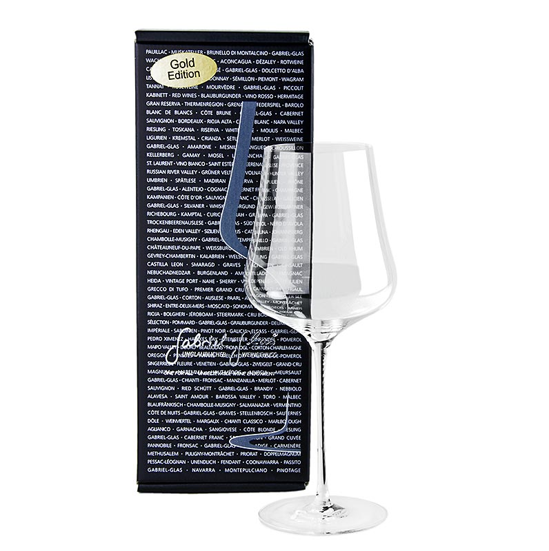 GABRIEL-GLAS© GOLD-Edition, mundgeblasenes Weinglas mit 510 ml Fassungsvermögen, verpackt in einem Geschenkkarton, hochwertige Handwerkskunst