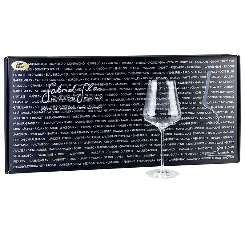 Handcrafted 510 ml GABRIEL-GLAS© GOLD-Edition wine glasses in gift box