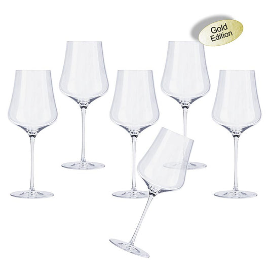 Hand-blown GABRIEL-GLAS© GOLD-Edition wine glasses, set of 6, 510 ml capacity