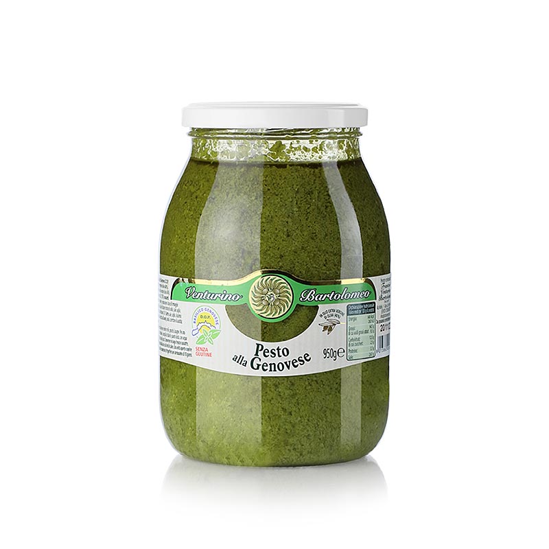 Pesto alla Genovese, Basilikum-Sauce, Venturino, 950 g - Italienische Genovese Pesto mit Basilikum DOP, Olivenöl, Knoblauch, Pinienkernen, Cashewnüssen, Grana Padano und Pecorino, perfekt für Pasta, Fleischgerichte oder Crostini