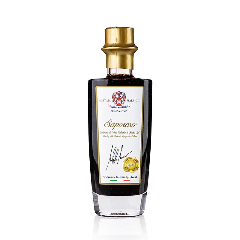 Saporoso Riserva 8 Jahre alt Balsamico Condiment in Eichen- & Akazienholzfässern gereift, perfekt zu Gemüse und gebratenem Fleisch geeignet