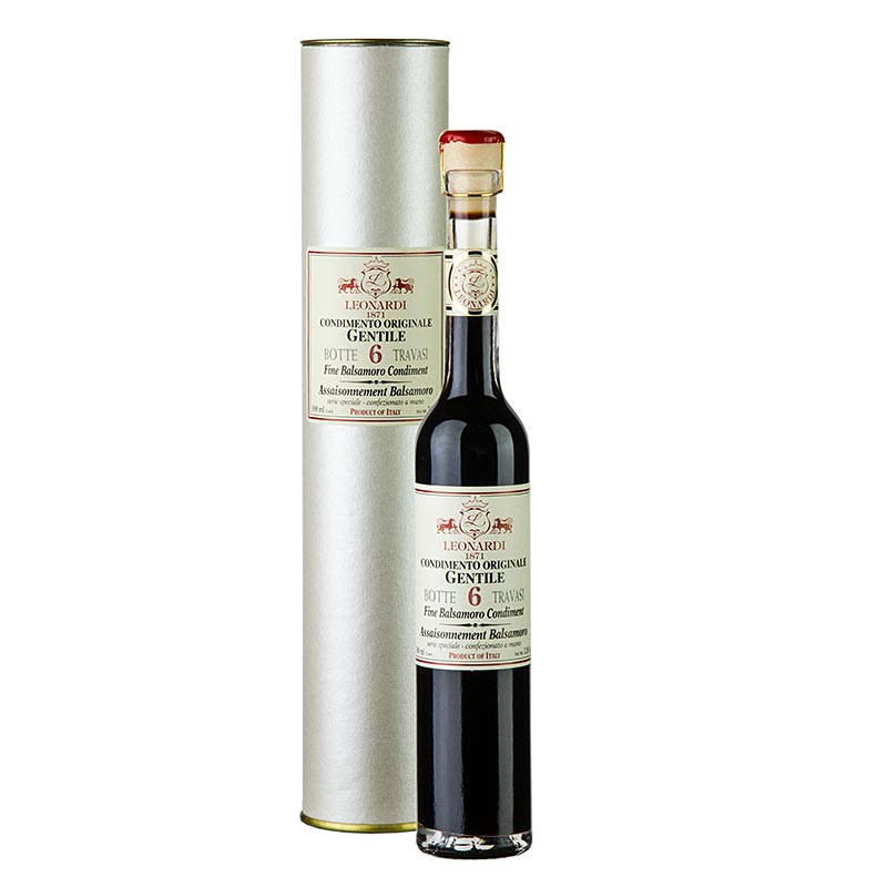 Balsamico Incanto Gentile Condimento, 6 Jahre, 100 ml - süßer, weicher, holzfassgereifter Balsamico mit weniger als 6% Säure, ideal für Salate und Hauptgerichte