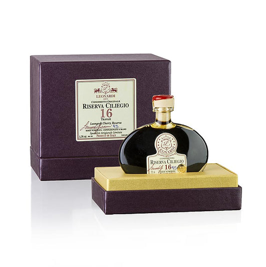 Feinster Balsamico-Condiment gereift in Kirschholzfässern, ideal für Desserts und Eiscremes