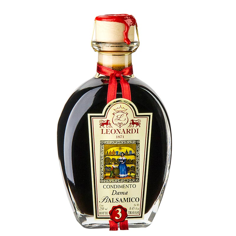 Balsamico Dama Condimento, 3 Jahre, 250 ml - Ausgewogenes und spritzig frisches italienisches Condimento für Salate und gegrilltes Gemüse