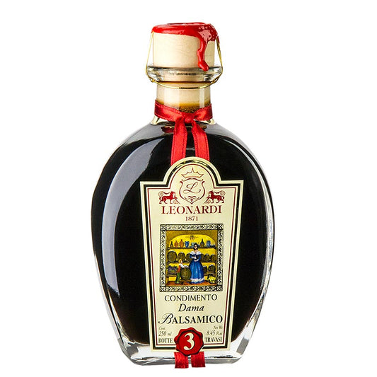 Balsamico Dama Condimento, 3 Jahre, 250 ml - Ausgewogenes und spritzig frisches italienisches Condimento für Salate und gegrilltes Gemüse