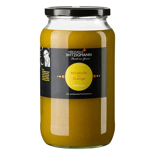 Fruchtaufstrich Mirabelle mit Orange von Véronique Witzigmann, handgekocht aus besten Früchten und Gewürzen, perfekt zum Glasieren von selbst Gebackenem