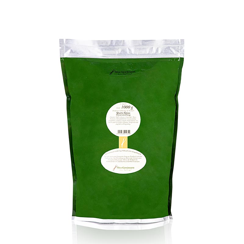 Quatre Epices, Altes Gewürzamt, 1 kg - Eine harmonische Mischung aus vier edlen Gewürzen, vielseitig einsetzbar und hergestellt von Altes Gewürzamt, einem renommierten Gewürzhersteller, in einer 1 kg Packung für langfristigen Genuss Kaufen Sie Quatre Epices in der Schweiz