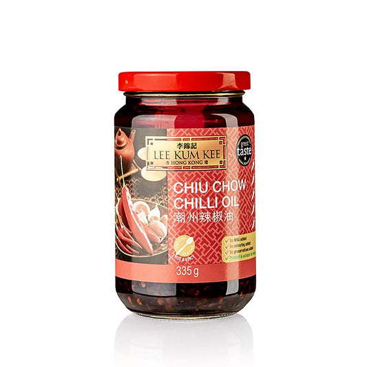 Olio al peperoncino "Chiu Chow", insaporito con salsa di soia e aglio, Lee Kum Kee, 335 g