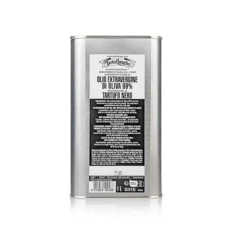 Tartuflanghe Natives Olivenöl Extra mit schwarzem Trüffel-Aroma (Trüffelöl) 1 l - Ein hochwertiges Olivenöl mit aromatischem schwarzen Trüffel, ideal für die Verfeinerung von Salaten, Pilzgerichten, Filetsteaks und verschiedenen Käsesorten