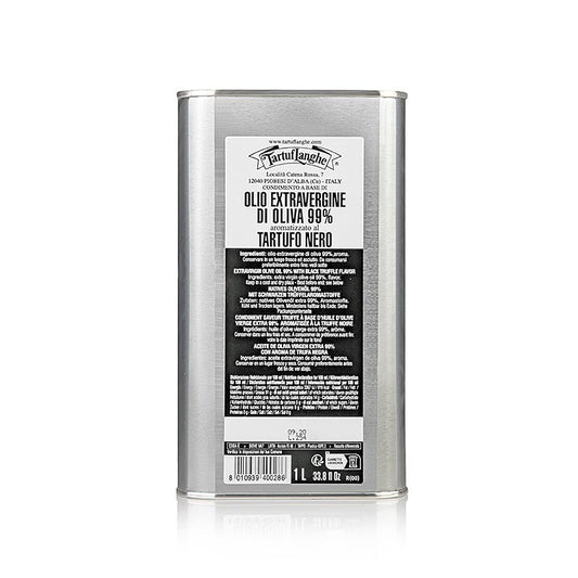 Tartuflanghe Natives Olivenöl Extra mit schwarzem Trüffel-Aroma (Trüffelöl) 1 l - Ein hochwertiges Olivenöl mit aromatischem schwarzen Trüffel, ideal für die Verfeinerung von Salaten, Pilzgerichten, Filetsteaks und verschiedenen Käsesorten