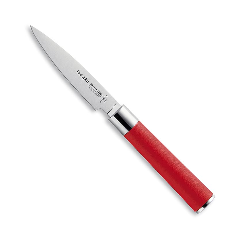 Hochwertiges 9 cm langes Officemesser aus der Serie Red Spirit von DICK, perfekt für präzises Schneiden in der Küche Hergestellt aus langlebigem Edelstahl mit ergonomisch geformtem Griff für bequemen Halt Ideal zum Schneiden von Gemüse, Kräutern und empfindlichen Zutaten, unverzichtbares Werkzeug für Hobby- und Profiköche Leicht zu reinigen und zu pflegen, unübertroffene Qualität von DICK