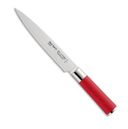 Flexibles Filetiermesser der Serie Red Spirit von DICK, 18cm, mit runder roter Griff, geeignet zum effizienten Schneiden von Fleisch und Fisch