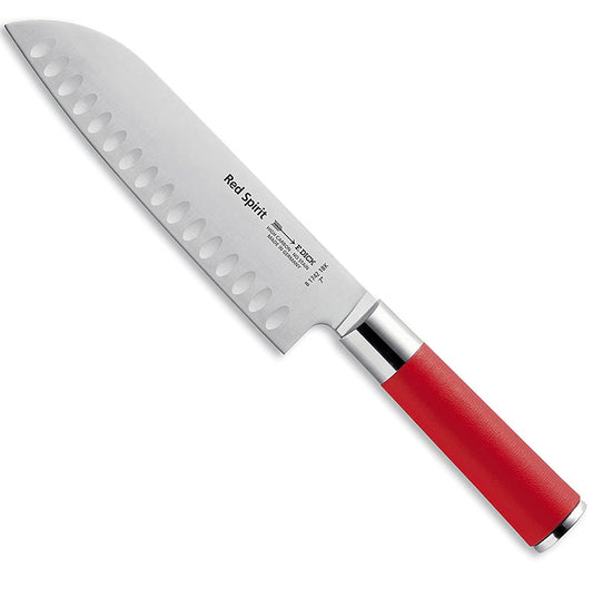 Serie Red Spirit Santoku Messer mit Kullenschliff, 18cm, DICK, 1 St - hochwertiges Kochmesser für präzise Schnitte in der Küche