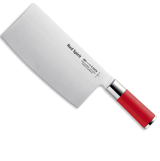 Chinesisches Kochmesser Slicing der Serie Red Spirit von DICK, 18cm, mit runden roten Griff und zarter Klinge für hauchzarte Gemüsescheiben