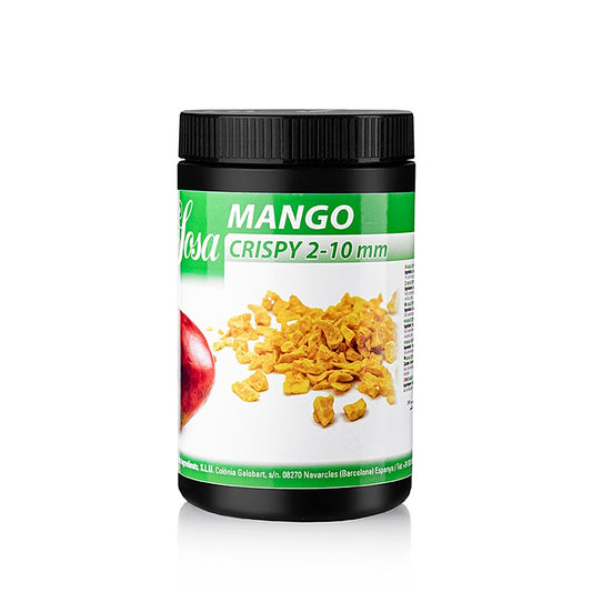 Gefriergetrocknete Mango-Stückchen (2-10mm) von Sosa Crispy, bekannt für hochwertige Patisserie-Hilfsmittel