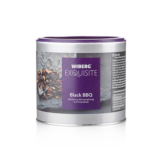 Wiberg Exquisite Black BBQ, Barbacoa Gewürzsalz, 340 g - Erfrischend scharfer Geschmack von Pfeffer und Chili, umhüllt vom Rauch des Apfelholzes