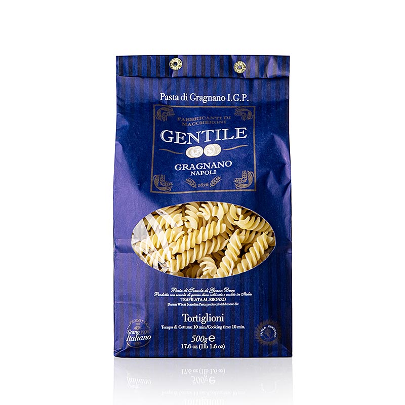 Pasta aus Gragnano, hergestellt von Pastificio Gentile, 500 g, bronzegezogen, IGP-zertifiziert, aus apulischem Hartweizengriess, traditionelle Herstellung