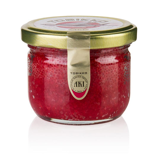 Original Tobiko - Fliegender Fisch-Rogen, rot, 90 g - Roter Tobiko, delikate fliegende Fisch-Eier, ideal zur Dekoration von Nigiri-Sushi