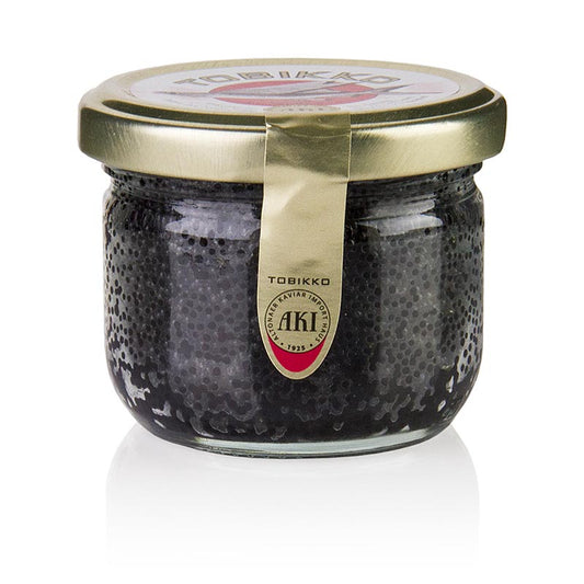 Schwarzer Original Tobiko - Fliegender Fisch-Rogen, 90 g, als Dekoration für Nigiri-Sushi