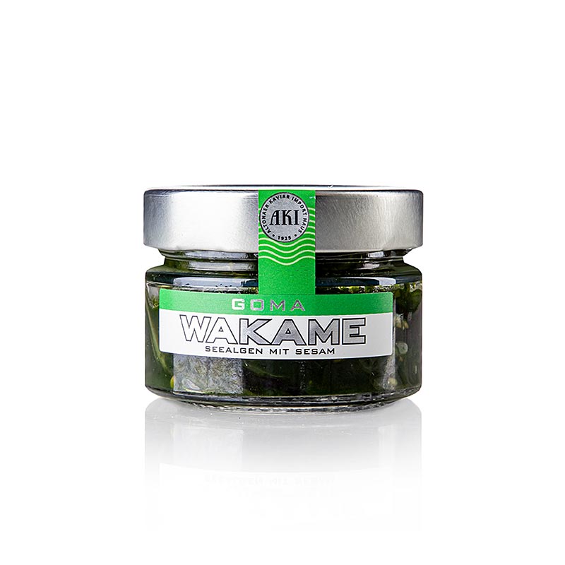 Goma Wakame, Seealgensalat mit Sesam fertig angemacht, 100 g, bereits verzehrfertig angemacht, mit Chili, Sesam, Sesamöl, Sojasauce und Essig
