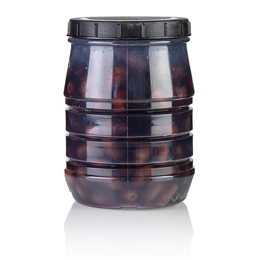 Schwarze Kalamata-Oliven mit Kern in Lake, Linos, 1,5 kg, purer Olivengenuss, feinwürzige Königin unter den Olivensorten, ideal im Salat oder mariniert