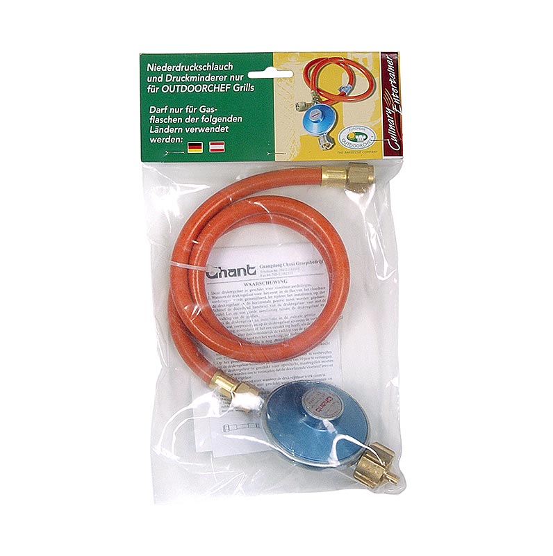 Accessori Outdoorchef - Tubo del gas e regolatore di pressione, barbecue a gas dal 2011, 90 cm/50 mbr, 1 pz.