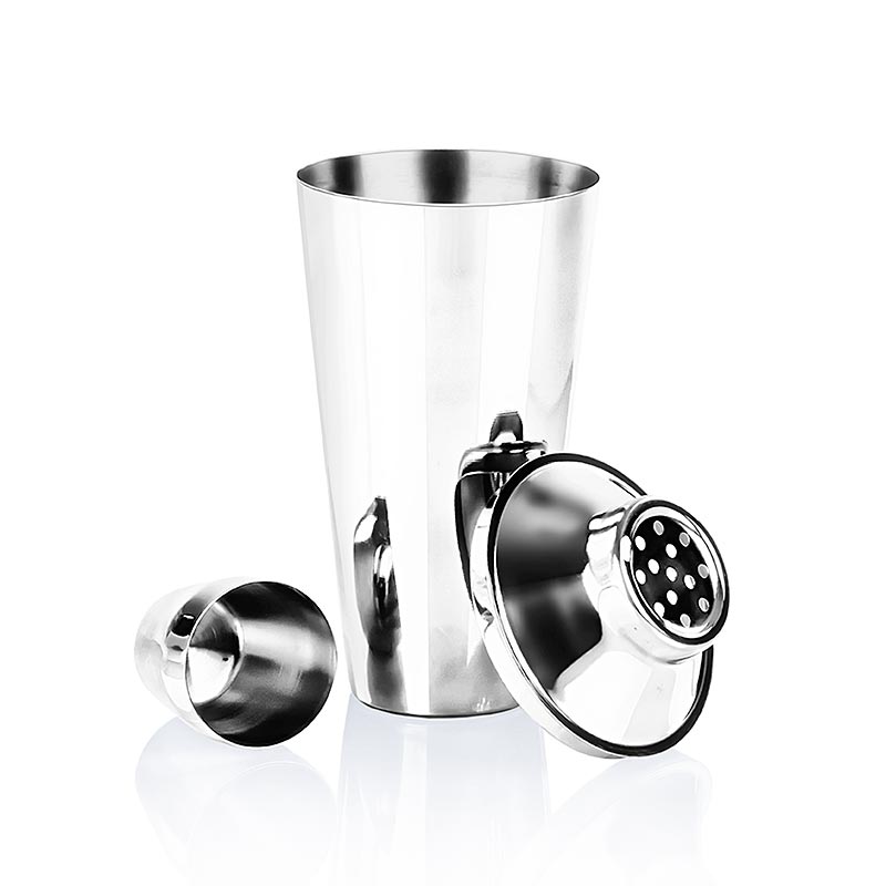 Cocktail Shaker Cobbler aus Edelstahl mit 800ml Volumen, hochglänzend, dicht schließend und leicht zu zerlegen, 9,5 cm Durchmesser und 26 cm Höhe