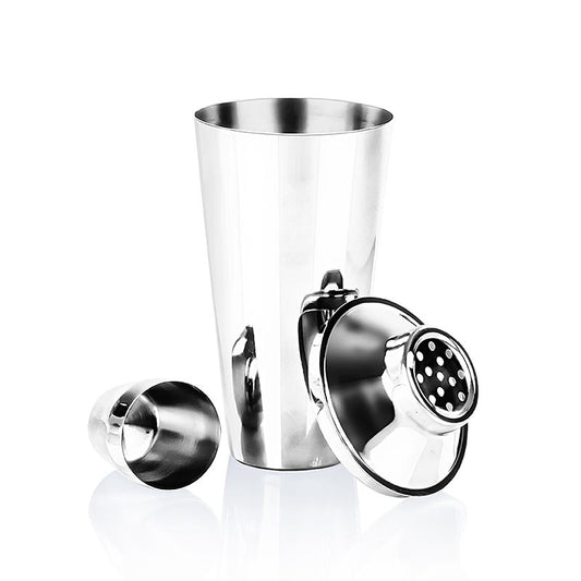 Cocktail Shaker Cobbler aus Edelstahl mit 800ml Volumen, hochglänzend, dicht schließend und leicht zu zerlegen, 9,5 cm Durchmesser und 26 cm Höhe