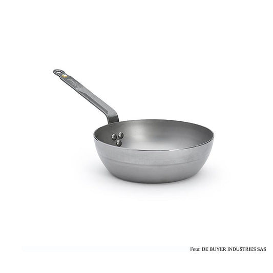 deBUYER Mineral B Element Eisenpfanne Country, ø 24cm, 7,5cm hoch, 1 St aus 99% Eisen mit Bienenwachs-Endbeschichtung, vernietetem Griff und 2,5 bis 3mm starken Wandungen, PFAO- und PTFE-frei, für alle Kochplatten geeignet Ideal zum Anbraten, Grillen und Bräunen