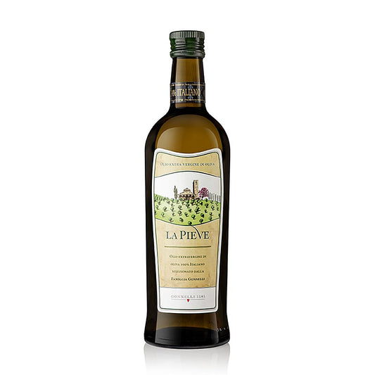 Flasche Natives Olivenöl Extra La Pieve Santa Tea Gonnelli, 750 ml, perfekt zum Kochen, ausbalanciert mit dem Duft und Geschmack reifer Oliven, hergestellt in der Nähe von Florenz, Reggello