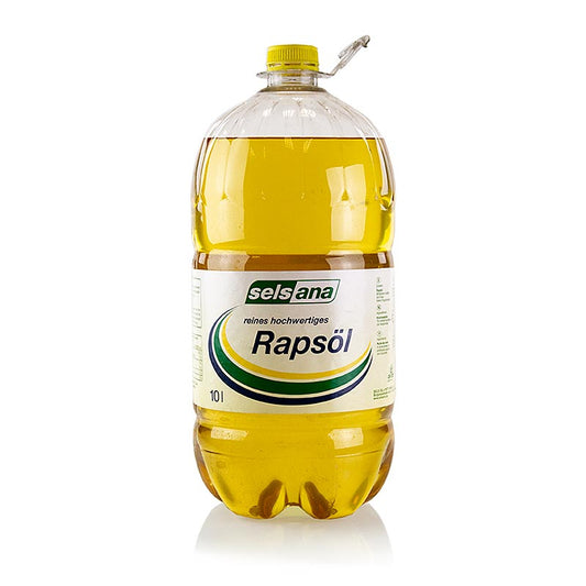 Großer 10-Liter-Kanister mit Rapsöl (Pflanzenöl) der Marke Selsana