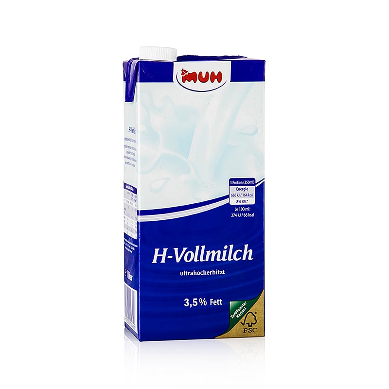 Haltbare Vollmilch 3,5% Fettgehalt, 1 Liter, ideal für Kaffee, Kakao, Müsli und Rezepte