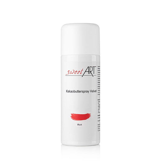 Kakaobutterspray in rot mit samtigem Effekt für die dekorative Vollendung von Pralinen, Eiscreme und Schokoladenschaustücken Ideal zur Verwendung auf gefrorenen und ungefrorenen Zubereitungen sowie für die Herstellung farbiger Pralinen und Schokoladedeko