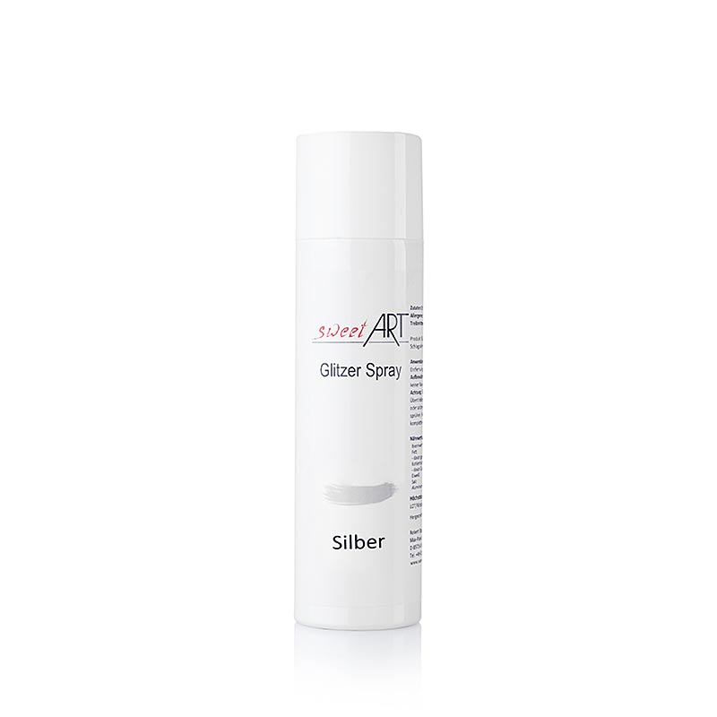 Glitzer Spray, silber glänzend, Sweet Art, 250 ml - Praktisches Spray für glänzende Oberflächeneffekte auf Zucker, Schokolade und Beeren