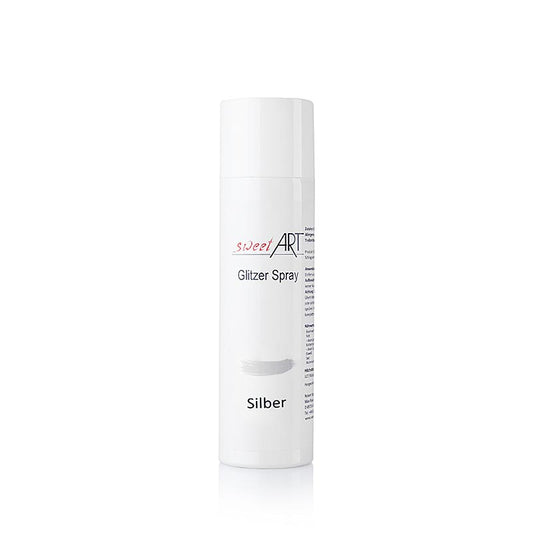 Glitzer Spray, silber glänzend, Sweet Art, 250 ml - Praktisches Spray für glänzende Oberflächeneffekte auf Zucker, Schokolade und Beeren