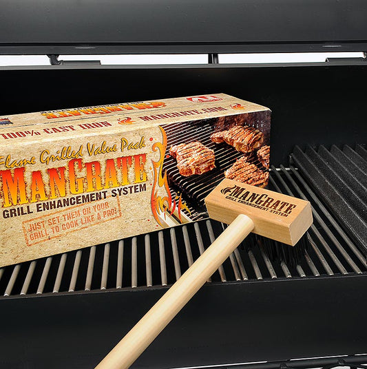 Three-piece Mangrate cast iron grill grate starter set for Joe's BBQ Smoker 16-inch, perfect for enhancing your grilling experience and achieving those coveted grill marks on your favorite dishes