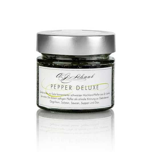 Schwarzer fermentierter Pfeffer mit Meersalz, PEPPER DELUXE, 100 g - Feuriges, vollmundiges Aroma für Fisch, Steaks und mehr