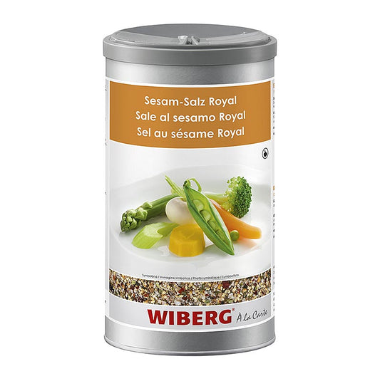 600 g Wiberg Sesam Royal mit Meersalz und Nori Alge, mild salzig mit Chillinote und nussigem Abgang, perfekt zu Fisch, Eiern und vegetarischen Gerichten