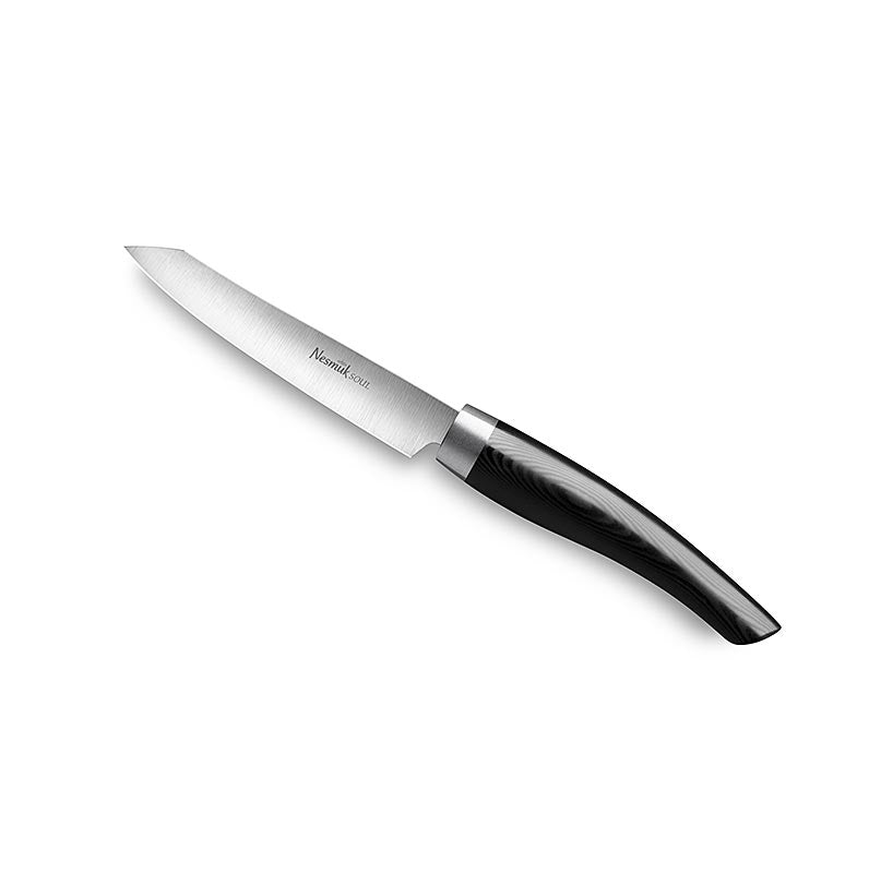 Nesmuk Soul 30 Office-/Schälmesser, 90mm, mit Edelstahlzwinge und Griff aus schwarzem Micarta, 1 Stück - hochwertiges Küchenmesser für präzises Schneiden und Schälen