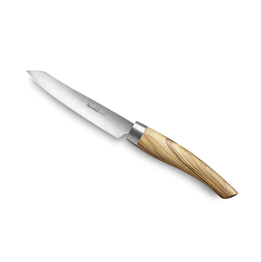 Nesmuk Soul 30 Office-/Schälmesser with 90mm blade, stainless steel bolster, and olive wood handle