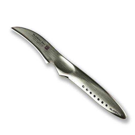 Global SAI-F03 Tourniermesser, 6,5cm, 1 St - hochwertiges japanisches Messer mit hohlräumigem Griff und handgefertigter Hammerschlagoptik