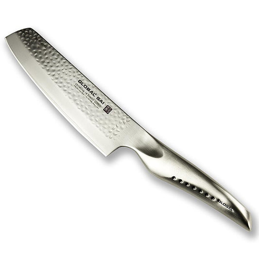 Global SAI-M06 Gemüsemesser, Hammerschlagdesign, 15cm - hochwertiges japanisches Kochmesser mit handgefertigtem Hammerschlagoptik, ergonomischem Griff und hervorragender Schneidfähigkeit
