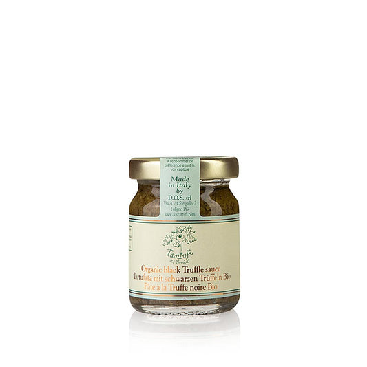 Ppura Salsa Tartufata mit schwarzem Trüffel, Tartufi di Fassia, BIO, 50 g - Italienische Sauce mit Sommertrüffel und Champignons, ideal für gegrilltes Fleisch, Trüffelsaucen und Vinaigrettes, auch perfekt zum Aromatisieren von Geflügel