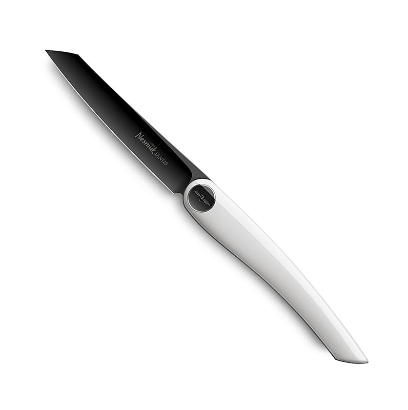 Nesmuk Janus Klappmesser (Folder), 202mm (115mm geschl.), weißer Klavierlack, 1 St