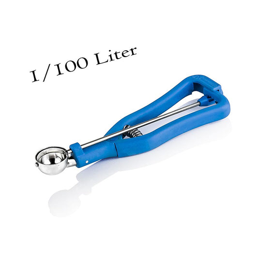 Paletta per gelato da 1/100 di litro, ø 30 mm, lunghezza 20 cm, acciaio inox/plastica, 1 pz.
