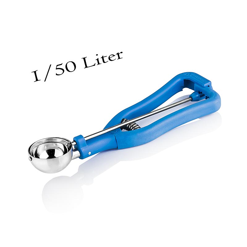 Paletta per gelato 1/50 litri, ø 42 mm, lunghezza 20 cm, acciaio inox/plastica, 1 pz.